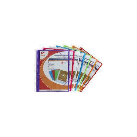 Carpeta 60 fundas A4 con espiral azul