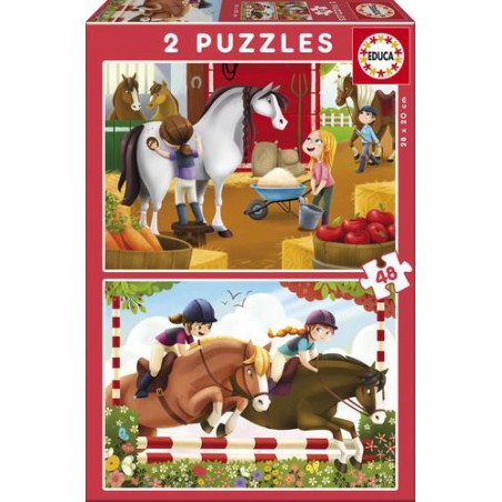 Puzzle educa duidando caballos 2x48 piezas