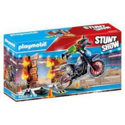 Playmobil stunt show moto con muro 