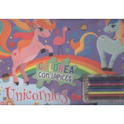 Unicornios  Colorea con lápices