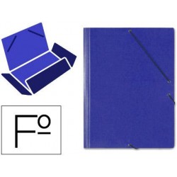 Carpeta cartón gomas y solapas tamaño folio azul