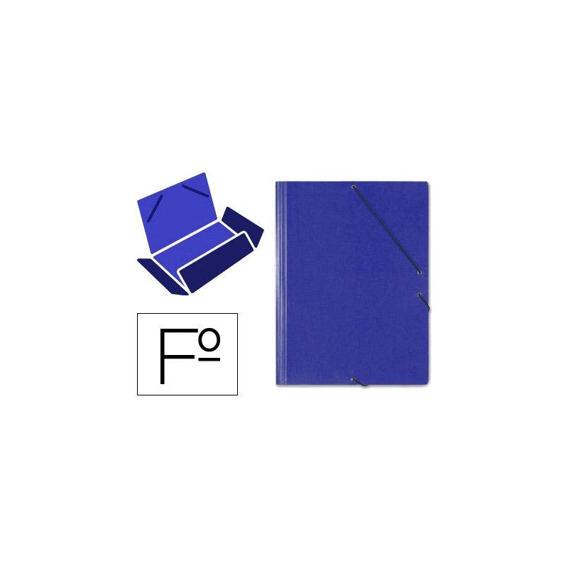 Carpeta cartón gomas y solapas tamaño folio azul