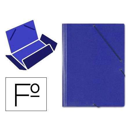 Carpeta cartón gomas y solapas tamaño folio azul